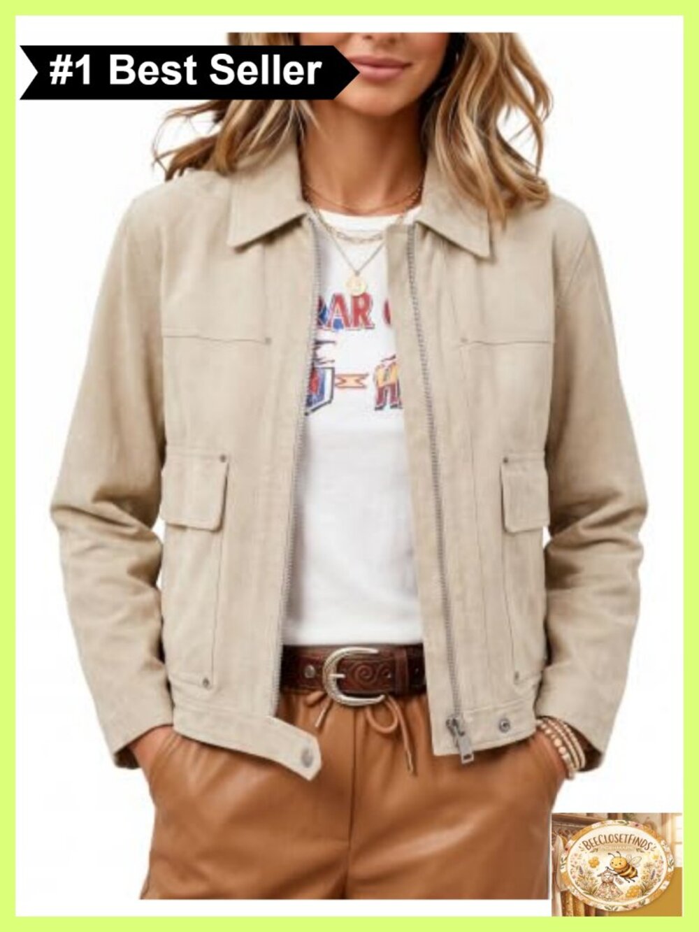 Faux Leather Jacket Lapel Bell Sleeve Zip Up Outwear